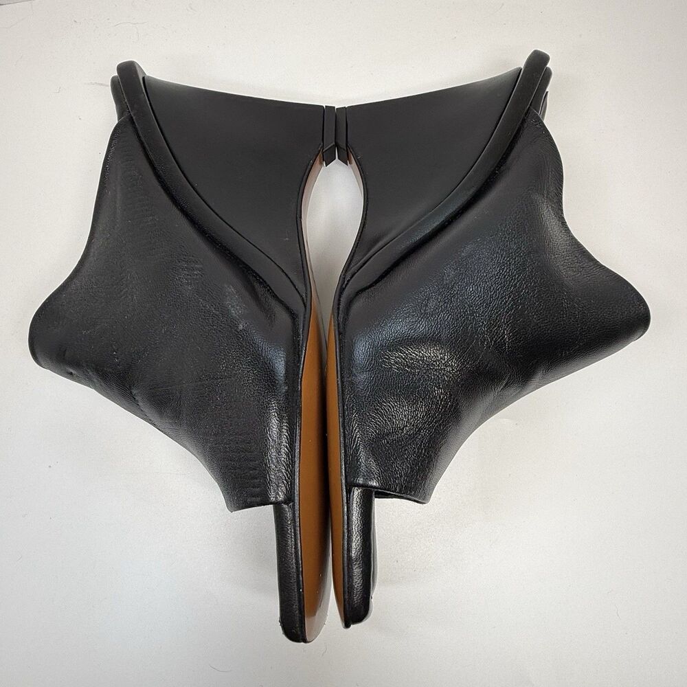 FRAME Le Naomi Black Leather Wedge Slip On Mule Heels Sz 39 US 8 New W/Flaw - Picture 3 of 9